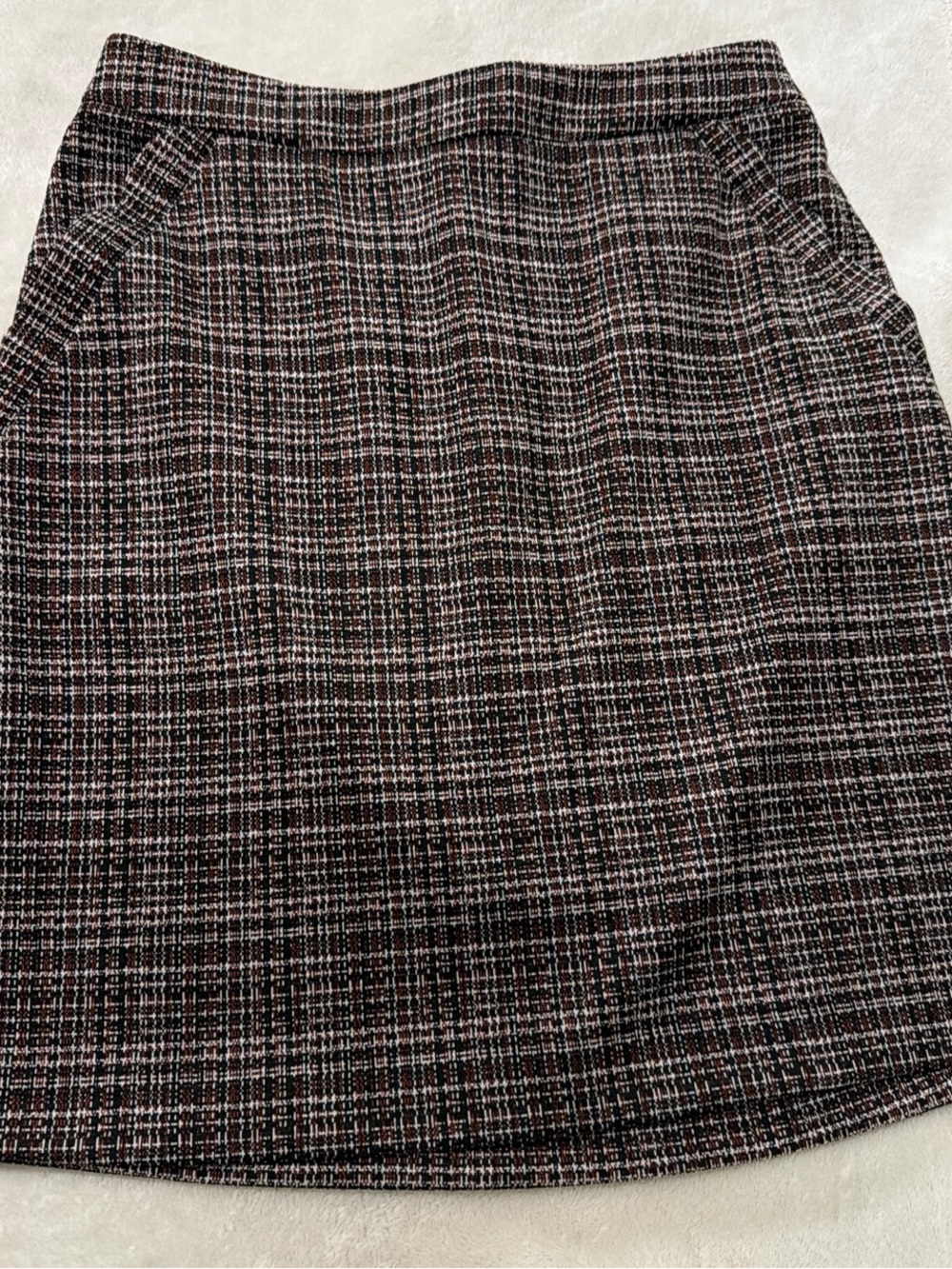 Skies Are Blue Plaid Pencil Skirt in Black and Brown